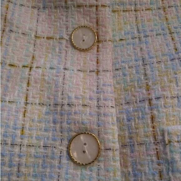 Vintage Lucia Petites Pastel Tweed Plaid Button Front Blazer Soft Girl Sz Medium - Picture 4 of 6